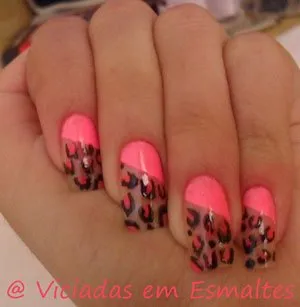 Unhas Decoradas * Oncinha Rosa