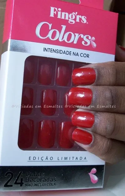 Unhas Colors vermelha Unhas Postiças prontas - Colros Fing´rs Vermelha