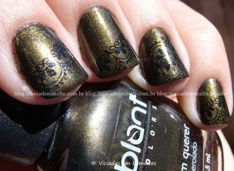 Unhas Decoradas com Carimbo Konad e esmalte La Femme