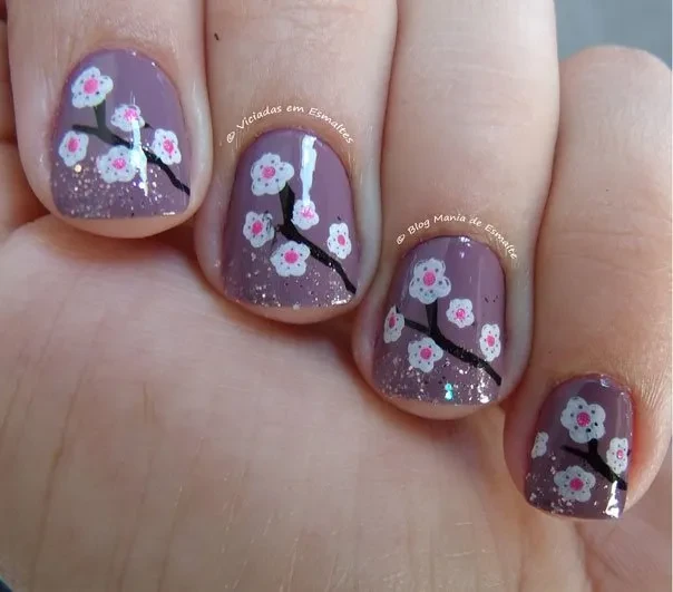 Unhas Decoradas com Cerejeira