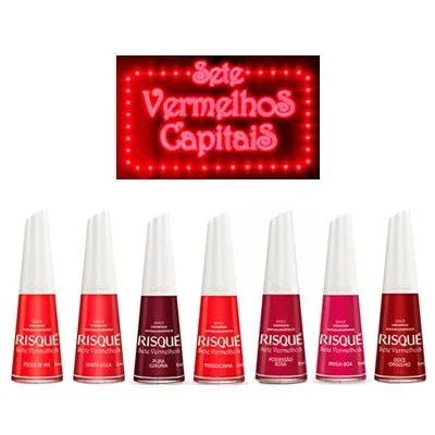 Esmaltes de Unha Risqué Sete Vermelhos Capitais