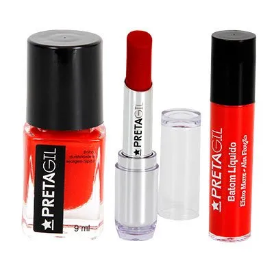 Esmalte e Batom Vermelho Preta Gil Crazy