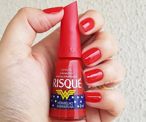 Esmalte Risque Vermelho Maravilha Coleção Risque Mulher Maravilha