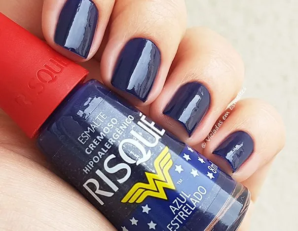 Testando o Esmalte Risque Azul Estrelado Coleçao Mulher Maravilha
